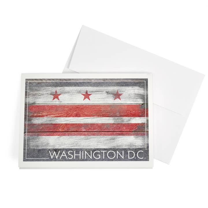 TARJETA DE FELICITACIÓN Rústica Bandera de Washington DC para venta al por mayor de Lantern Press