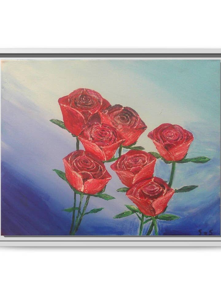 Framed Matte Canvas Art Print featuring Vibrant Rose for wholesale by Acrylics by Sammi