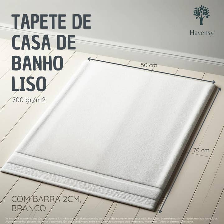 Tapete de banho, com barra, em Felpo - 50x70cm (700gr/m2) por atacado de Havensy