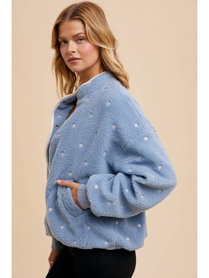 In Loom - Wholesale Jacket - Women's - SPECKLED EMBROIDERED SHERPA JACKET