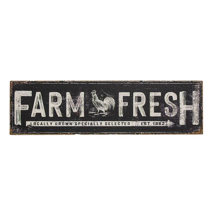 Farm Fresh Black Distressed Metal Sign for wholesale by Col House Designs