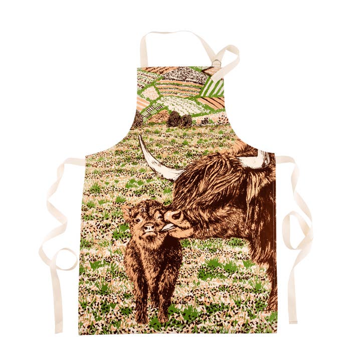 Cherith Harrison Highland Cow Love Apron for wholesale by Parkwood Springs