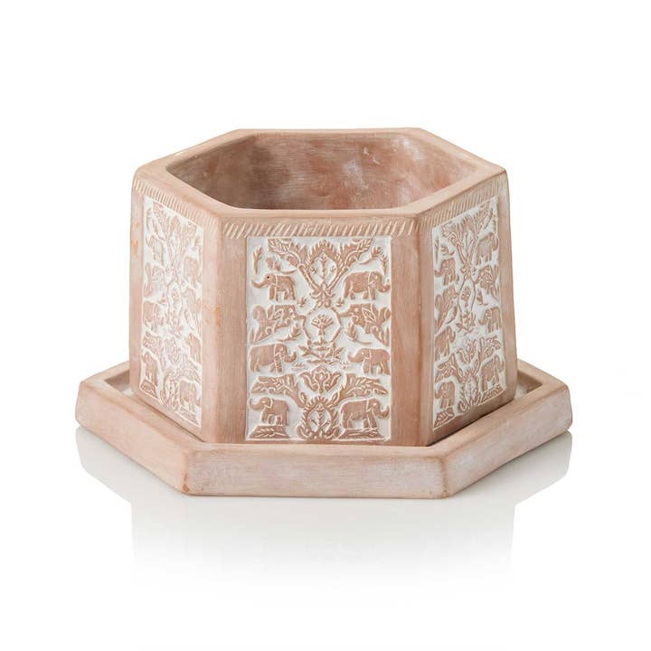 SERRV International - Wholesale Plant Pot - Geo Elephant Terracotta Planter