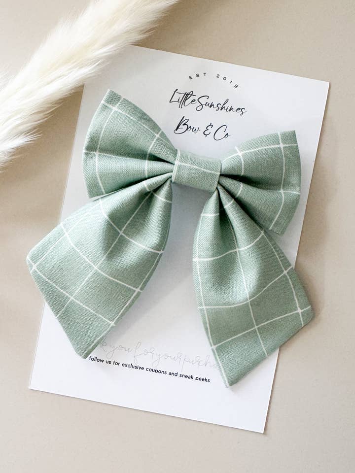Blue Checkers Sailor Hair Bow for wholesale by Little Sunshines Bow & Co
