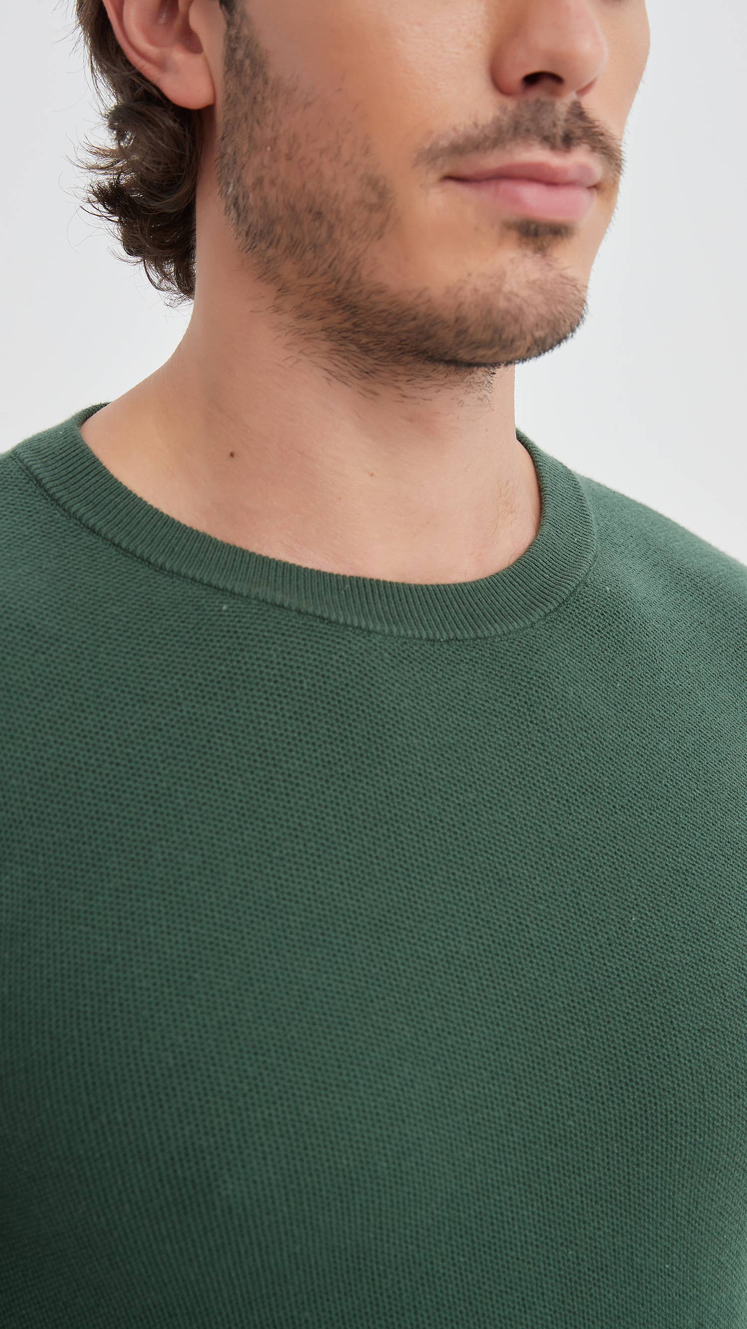 Yves Enzo - Wholesale Knit Sweater - Men's - Crew neck cotton pique jumper - Green mint1