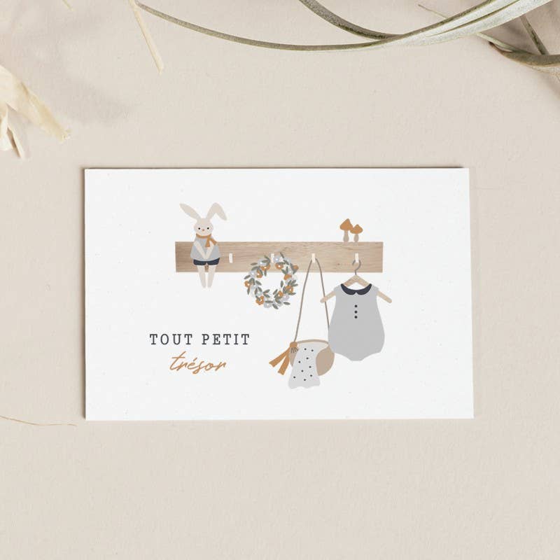 Atelier Oranger - Venta al por mayor Tarjetas de bebé - Postal de nacimiento bebé Tout petit Trésor niño1
