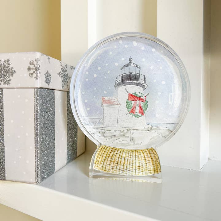 Brant Point Nantucket Snow Glob Acrylic Shelf Holiday Decor for wholesale by WonderfullyWrittenCo