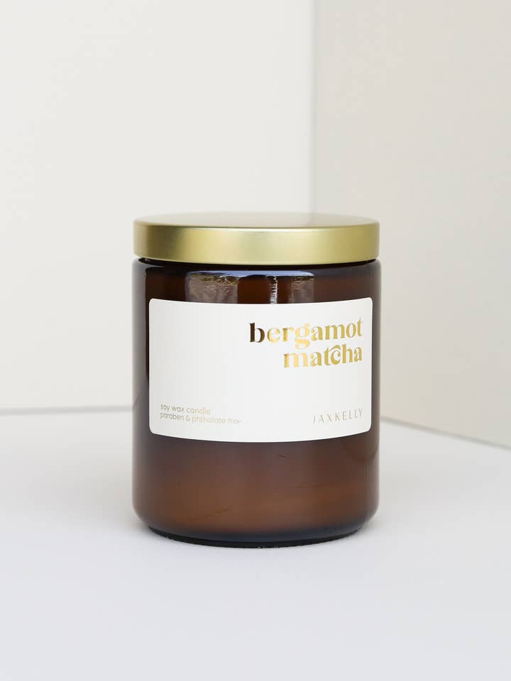 9oz - Bergamot Matcha Candles - Amber for wholesale by JaxKelly Candles