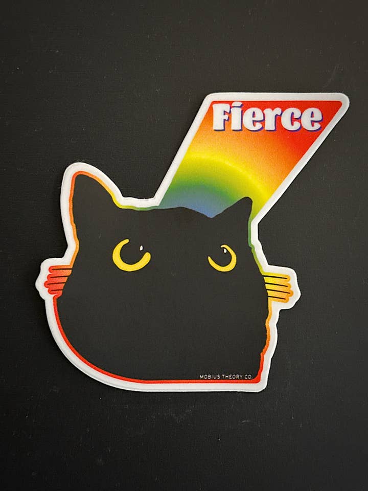 Wilder schwarzer Katzen-Aufkleber 3" gestanzt für den Großhandel von Mobius Theory