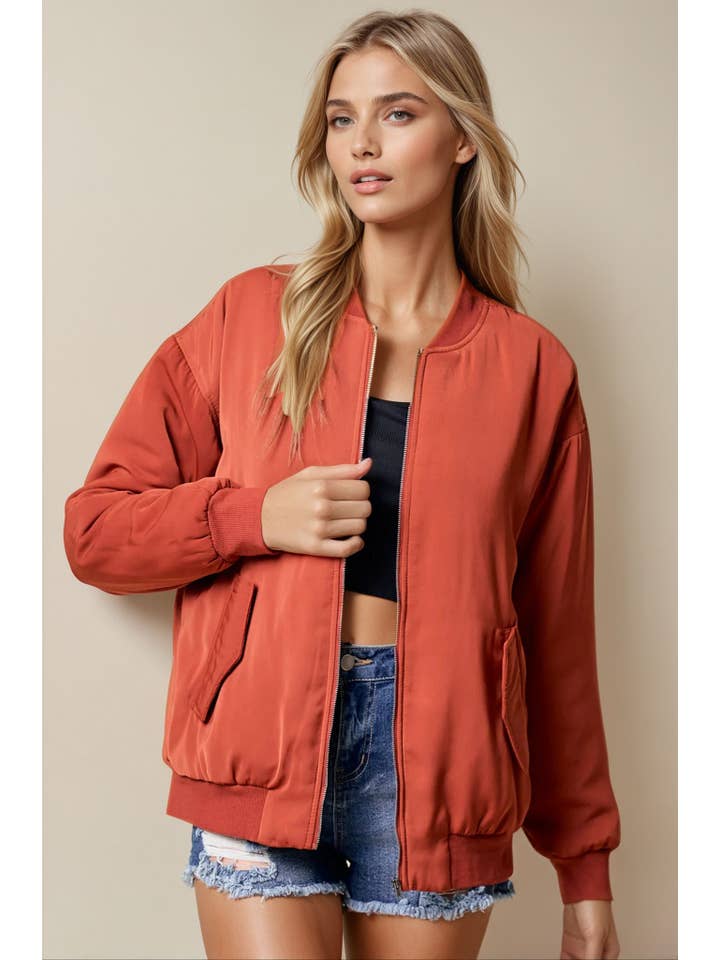 Doe and Rae - Wholesale Bomber Jacket - Women's - Drop Shoulder Bomber Jacket - 10260J-18