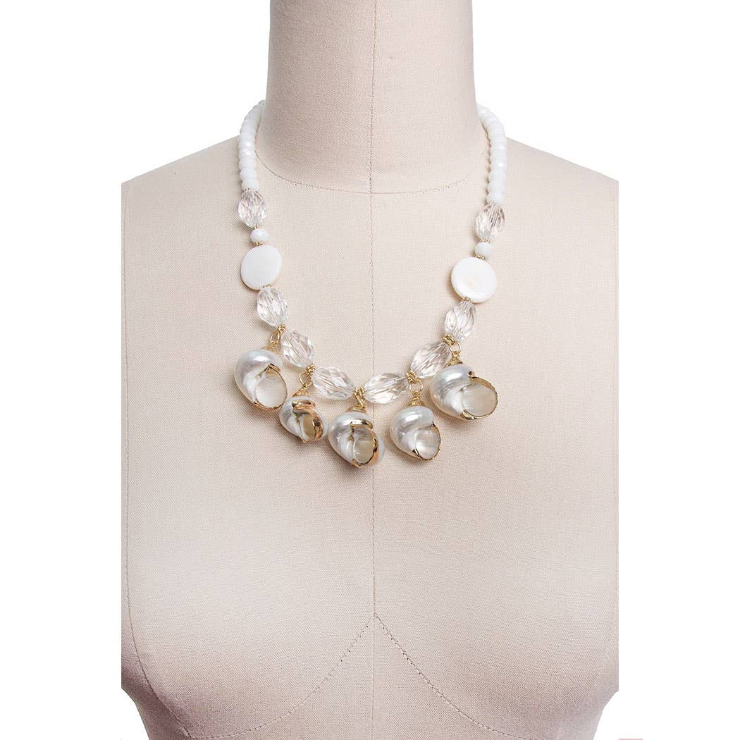 SAACHI - Wholesale Beaded/Pearl Necklace - Seaside Delight Glass Beads Gold Sprinkled Necklace4