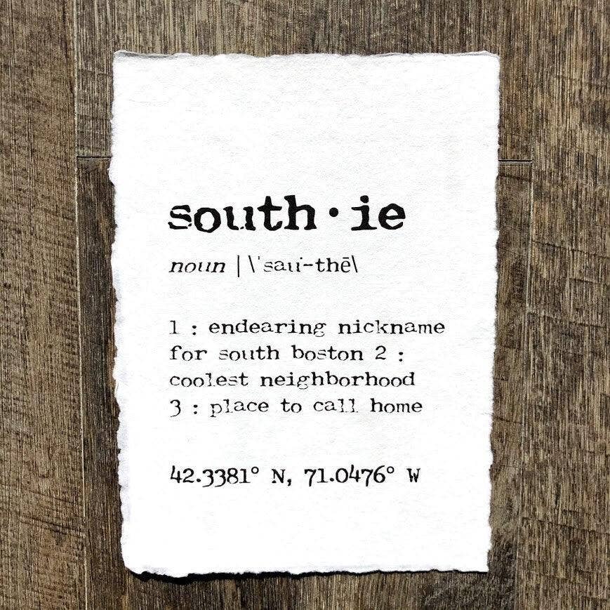 Alison Rose Vintage - Wholesale Art Print - southie massachusetts definition print on handmade paper1