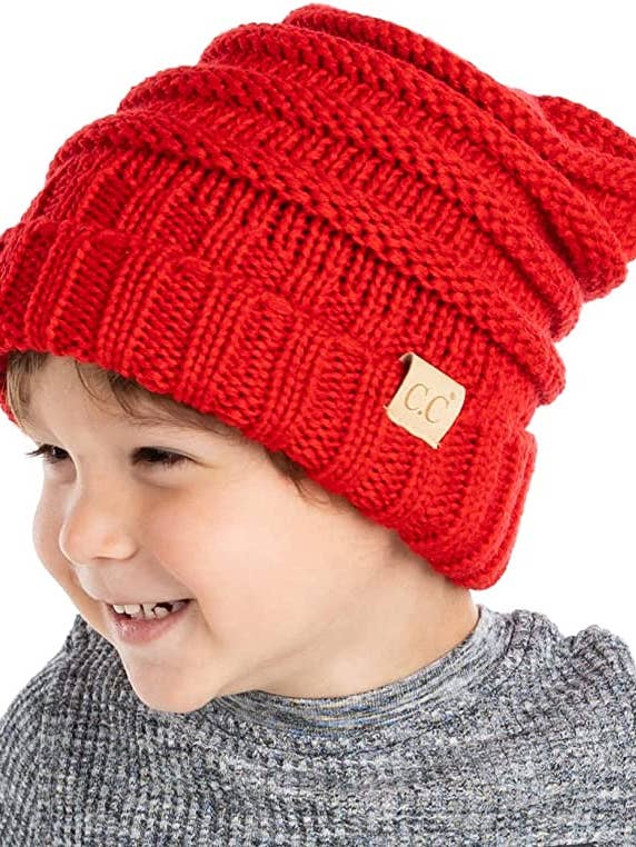 Kids Oversized Slouchy Beanie - Red for wholesale by Funky Junque