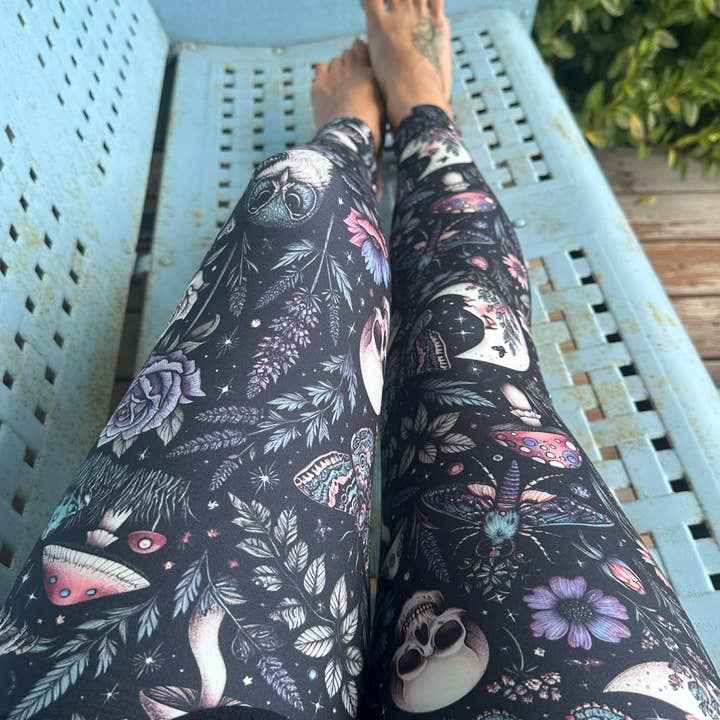 Enchanting Owl Leggings, Womens witchy Pocket leggings, for wholesale by Triple Goddess Boutique
