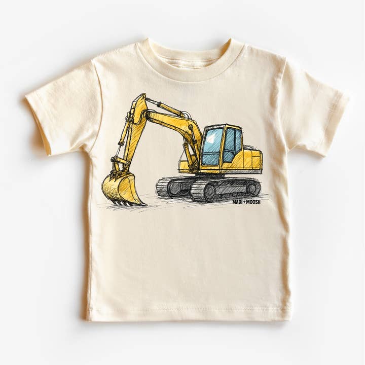 Excavator Construction T-Shirt - Sketch Art Tee for wholesale by Madi Moosh