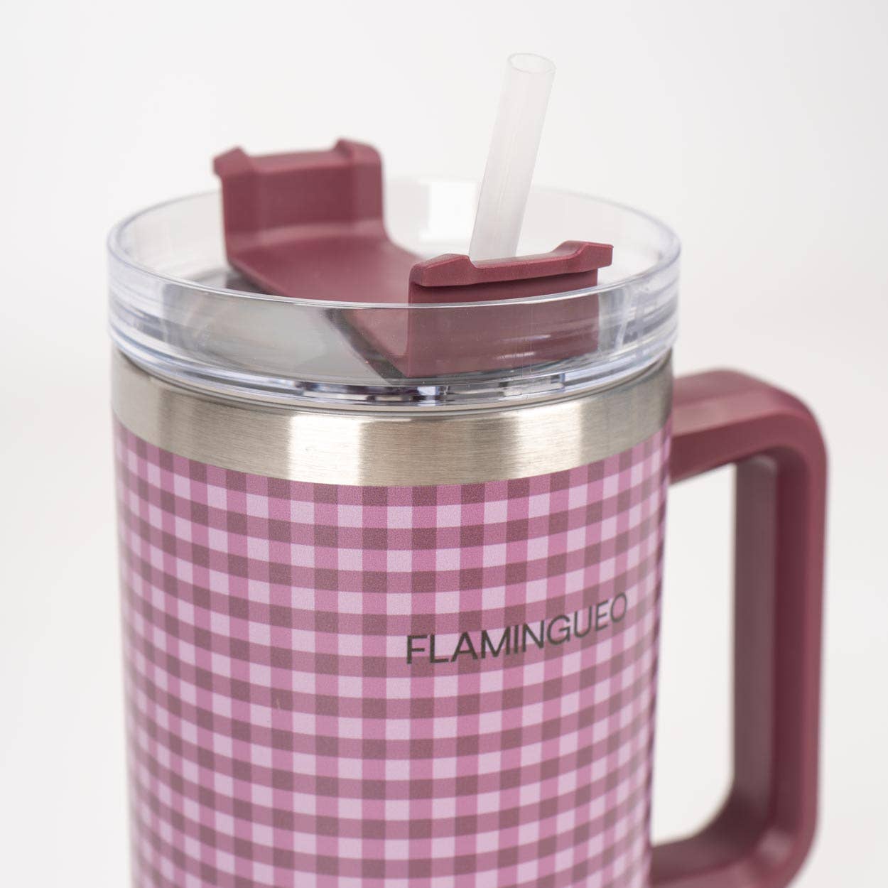 Flamingueo - Vente Gourde/bouteille isotherme - Bouteille isotherme en acier inoxydable vichy bordeaux1