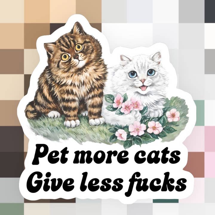 Pegatina: Acaricia más gatos, importa menos un carajo para venta al por mayor de Ace the Pitmatian Co
