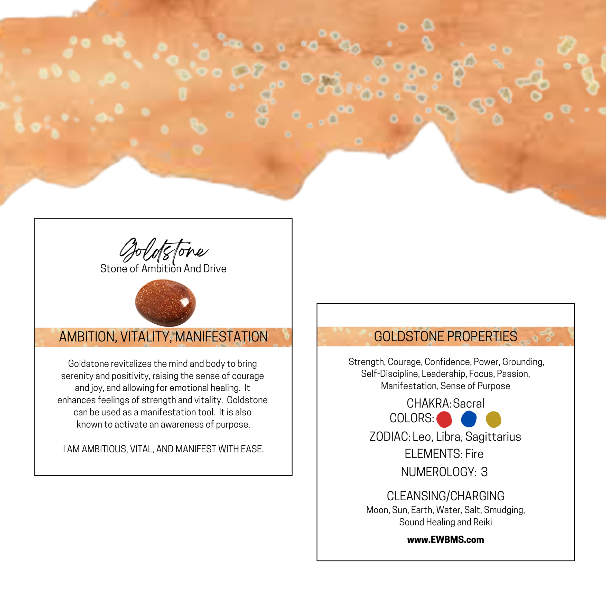 Essential Wellness - Body, Mind, Spirit - Wholesale Spiritual Stone/Crystal - GOLDSTONE Worry Stone with Information Card Option1