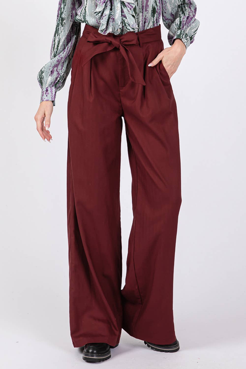 Sage + Fig - Wholesale Pants - Women's - HIGH WAIST BELTED PANTS (SP7328)11