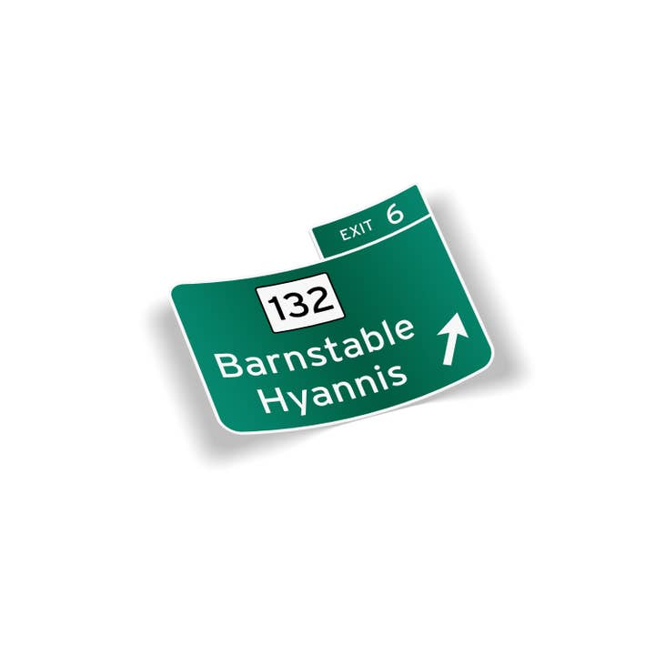Autocollant en vinyle imperméable Old Exit 6 Route 6 Cape Cod pour la vente par Cape Cod Stickers