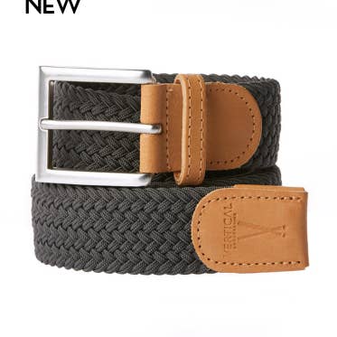 Charcoal grey elastic braided belt for wholesale by VERTICAL L'ACCESSOIRE