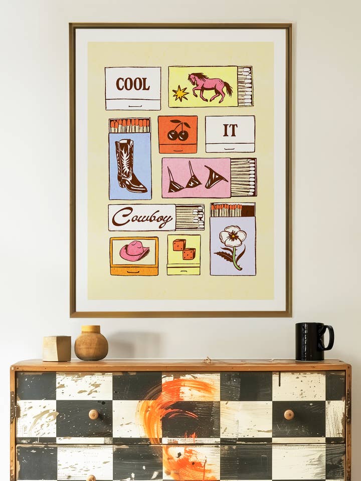 Western Cowgirl Kunstdruck im Vintage-Stil, Matchbox, 11 x 14 für den Großhandel von HH Creative Studio