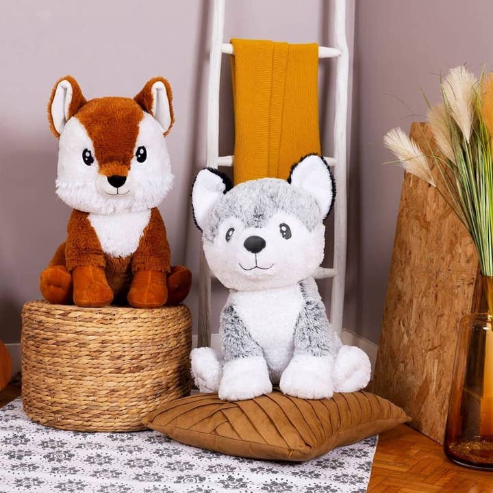 Pioupiou et Merveilles - Vendita all'ingrosso Peluche - Bambini e neonati - Peluche gigante Cane Husky Kodi 50cm - Made in France