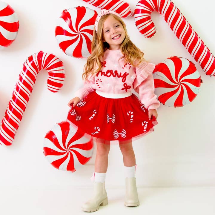 Sweet Wink - Wholesale Knit Sweater - Kids - Coquette Merry Christmas Knit Sweater - Kids Clothing1
