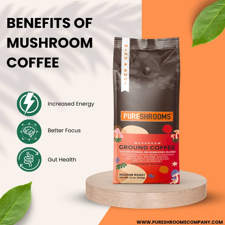 PureShrooms Inc. - Wholesale Ground coffee - PureShrooms Perfect 10 Mushroom Ground Coffee | Best Seller1