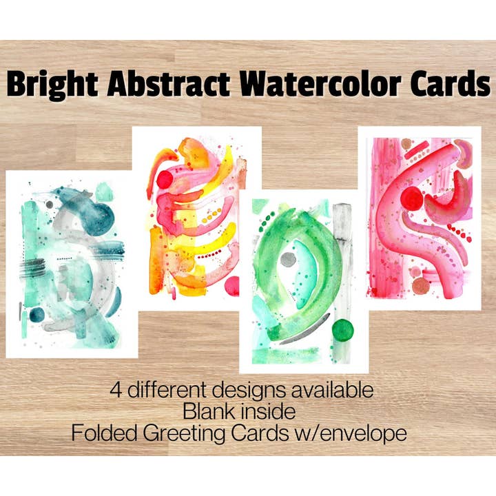 Bright Abstract Watercolor Blank Greeting Card for wholesale by Meg Huff Photography & Art