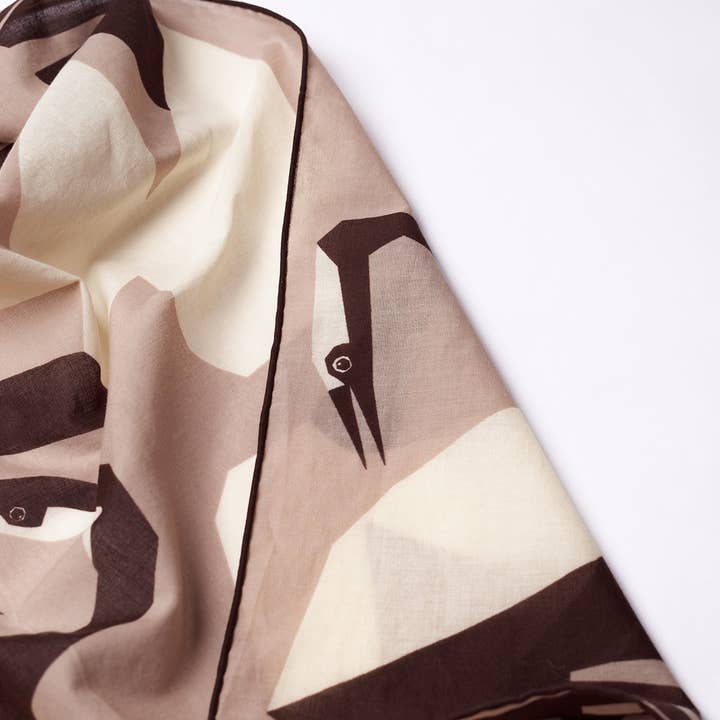 WINONA IRENE - Wholesale Bandana - Women's - Lucky Crane 100% Cotton Screen Printed Bandana Scarf Neutral