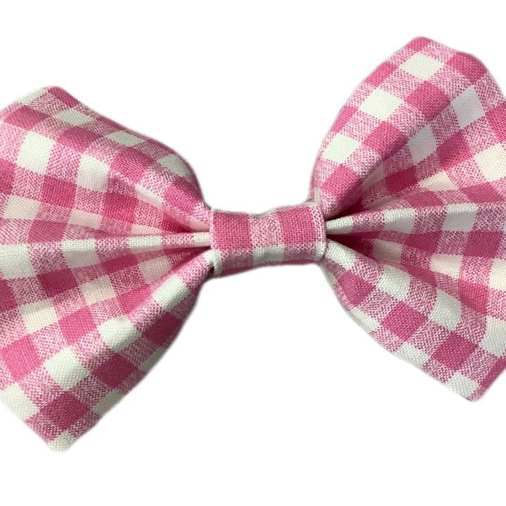 Gravata borboleta rosa guingão por atacado de Dog Collar World