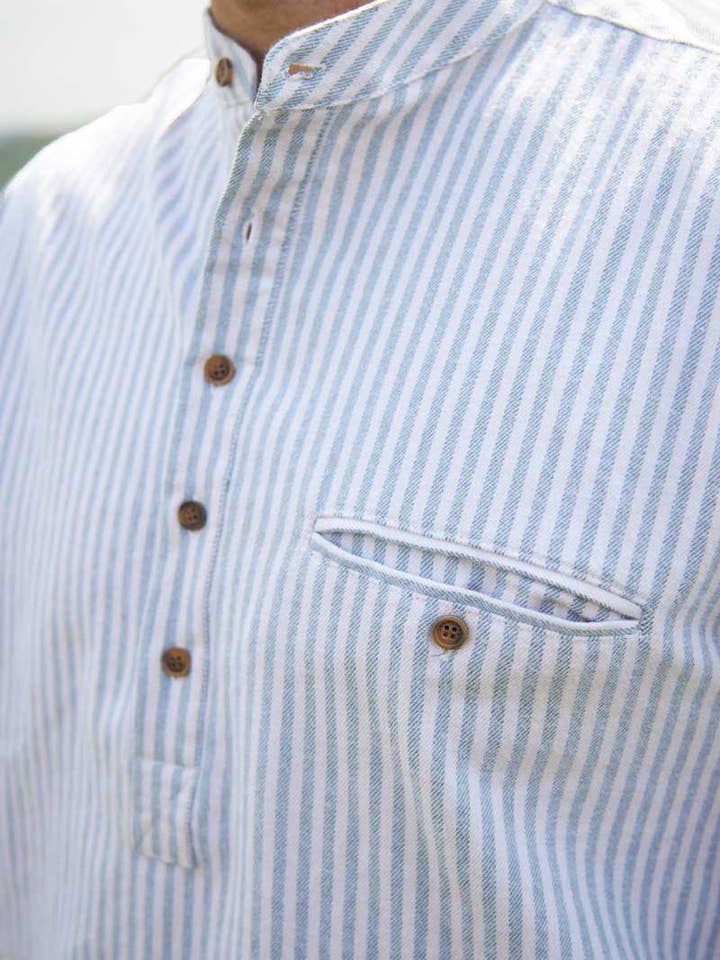 Lee Valley Ireland - Vendita all'ingrosso Camicia button down - Uomo - Camicia da Nonno in Flanella Verde a Righe Singole (LVD)2
