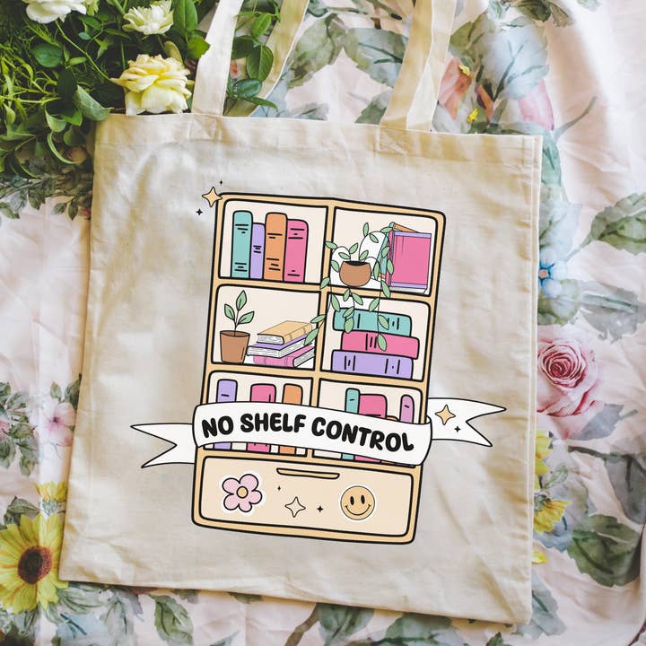 Bookstore Tote Bag | Reader Gift Shop | No Shelf Control for wholesale by Literari Goods, Co | Book Themed Candles + Gifts