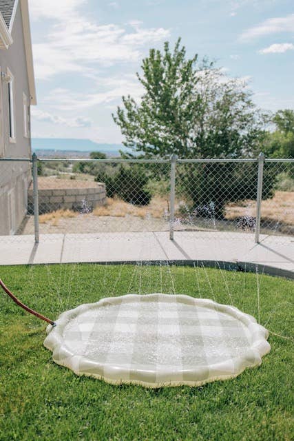 Brooklyn Neutral - Wholesale Inflatables - Green Gingham Splash Pad4