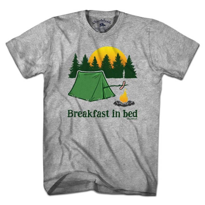 Breakfast in Bed Camping T-Shirt for wholesale by Chowdaheadz