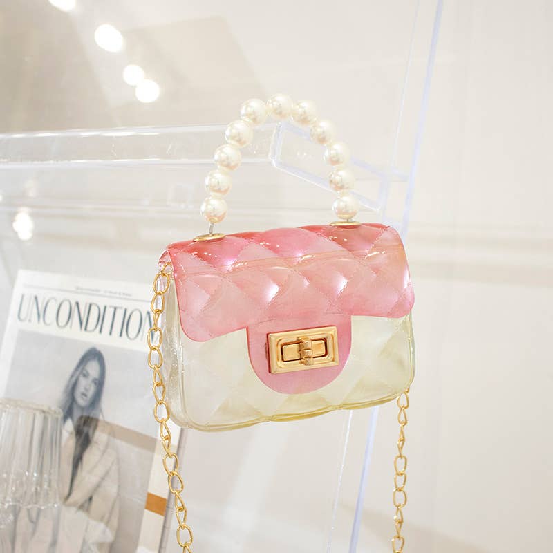 Little Trendy - Wholesale Crossbody Bag - Kids - Pearl Ombre Jelly Bag candy color transparent jelly bag1
