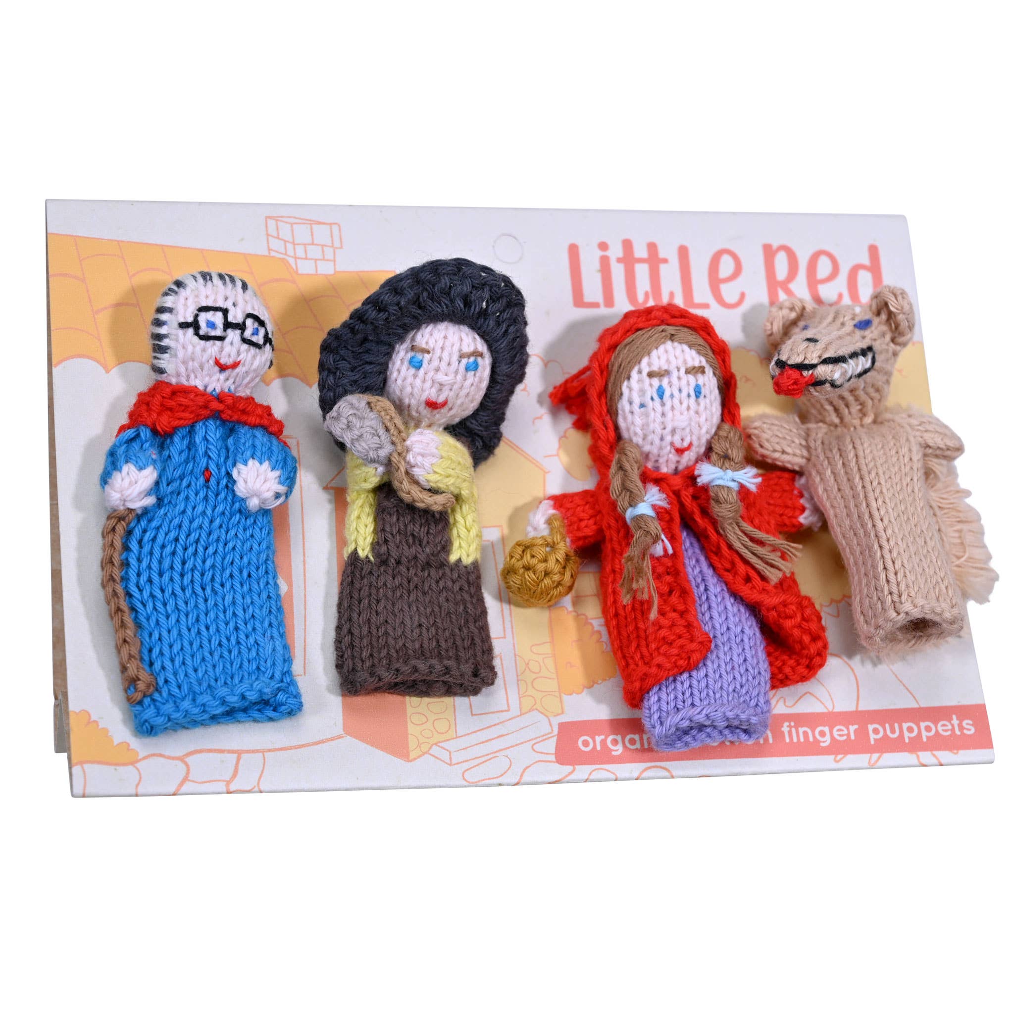 Lucuma Designs - Wholesale Finger Puppet - Kids & Baby - Little Red Story Pack of 4 - Organic Cotton Finger Puppets - Creative Play4