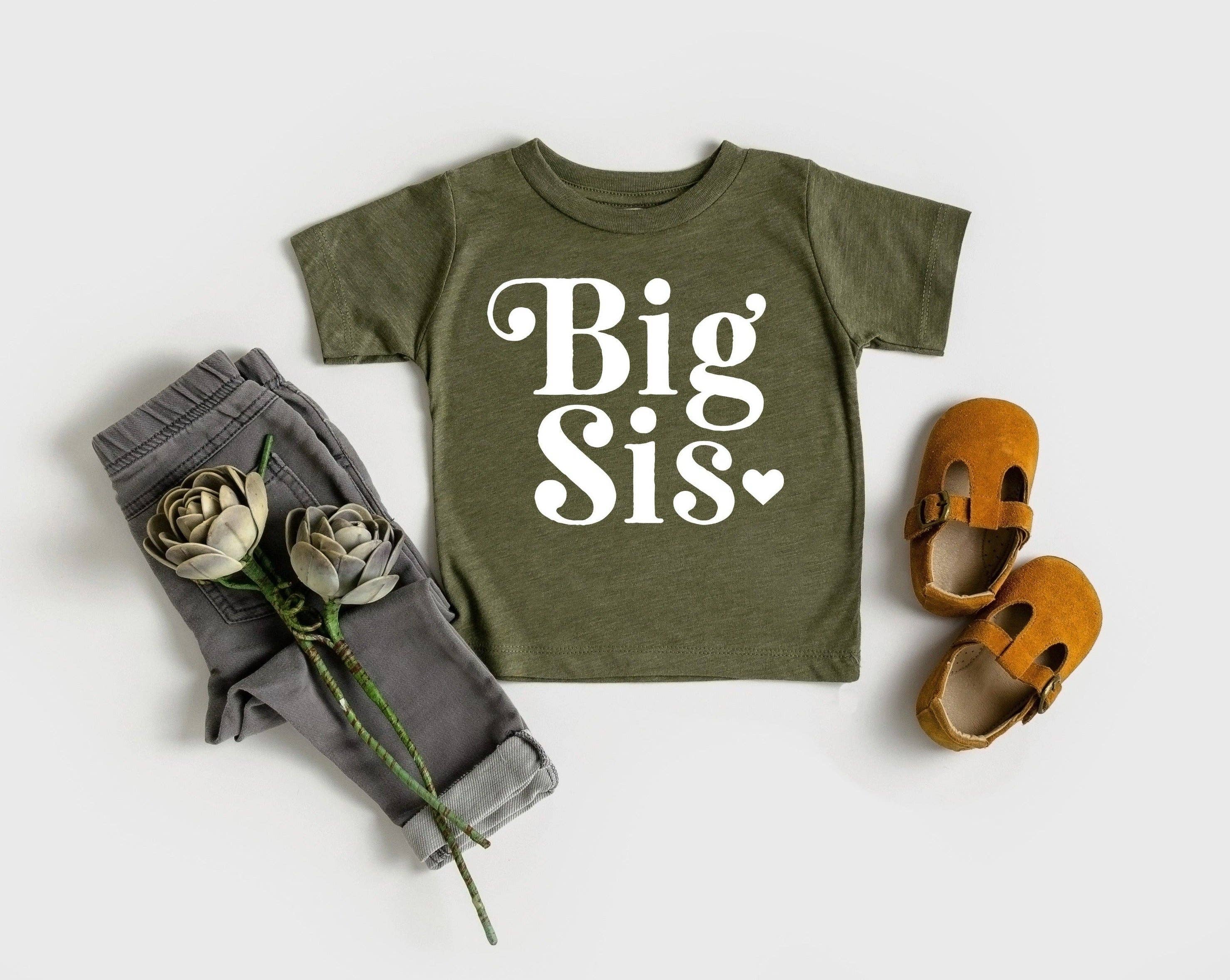 Verita Culture - Wholesale Screen Printed T-Shirt - Kids - Big sis Baby And Toddler Sister T-Shirt (Retro)2