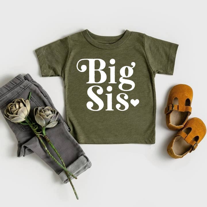Verita Culture - Wholesale Screen Printed T-Shirt - Kids - Big sis Baby And Toddler Sister T-Shirt (Retro)2