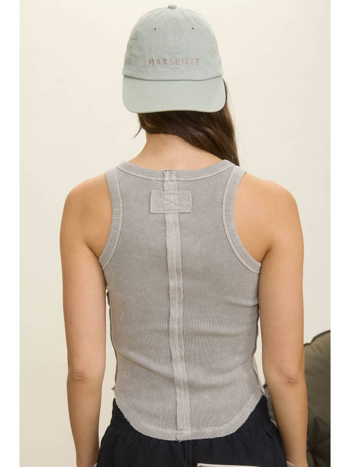 J.O.A - Wholesale Knit Top - Women's - WASHED RAW EDGE SLEEVELESS KNIT TANK TOP12