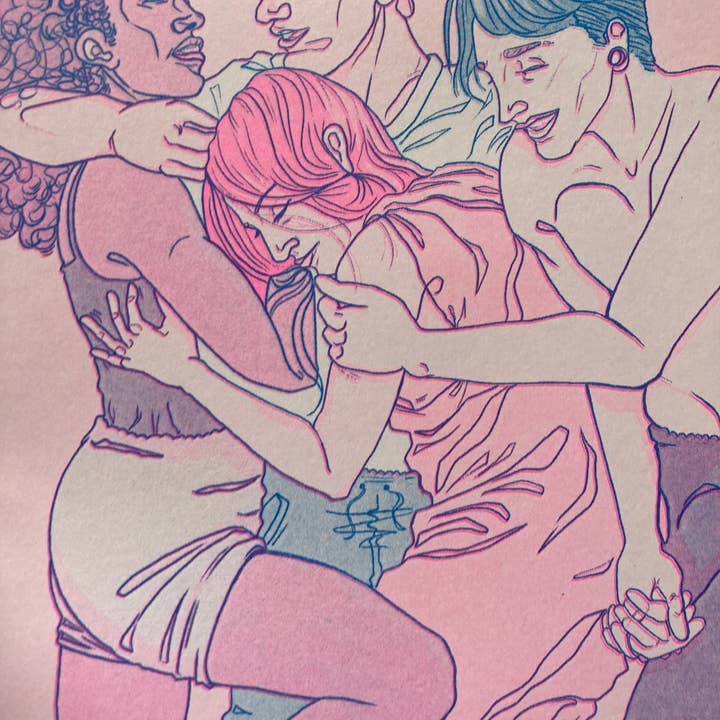 Klaus Piechocki Illustration – wholesale Art print – A3 Riso Art Print: The Lovers (Polyamorous)2