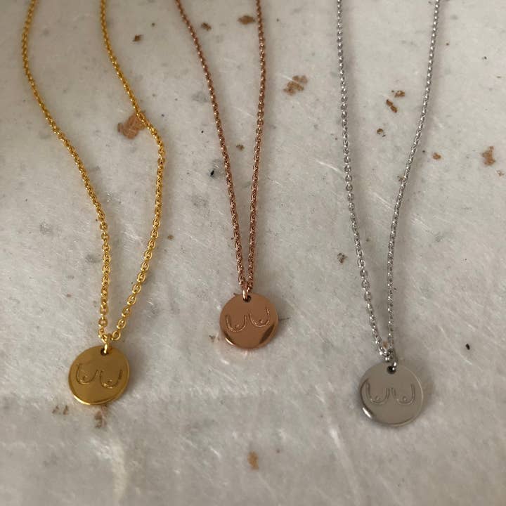 Roshni Desai & Things – wholesale Pendant/charm necklace – Boobs Necklace Breast Necklace Tits Necklace 16" Gold Boobs3