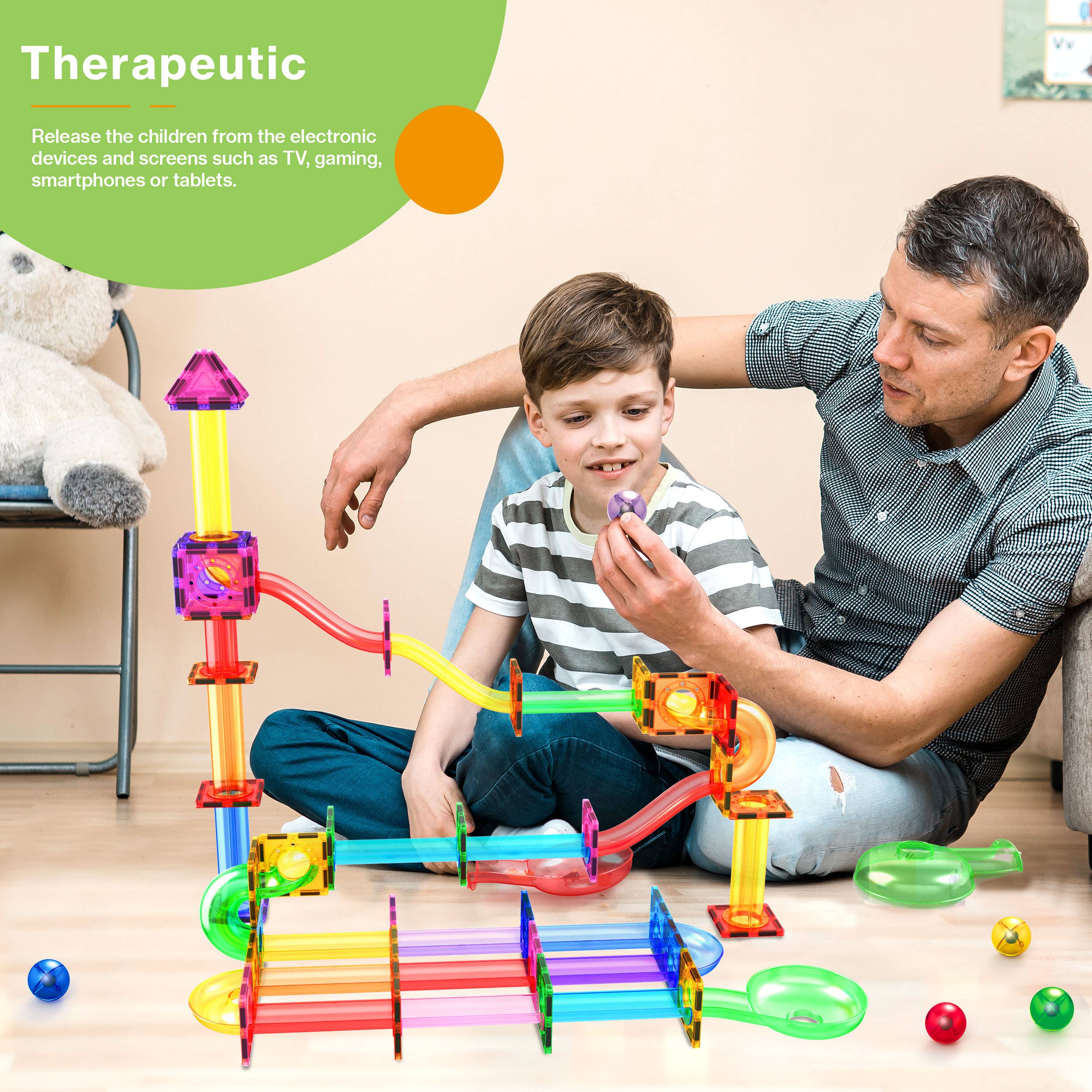 PicassoTiles - Wholesale Bouwset - Kinderen - PicassoTiles Magnetische Knikkerbaan Set8