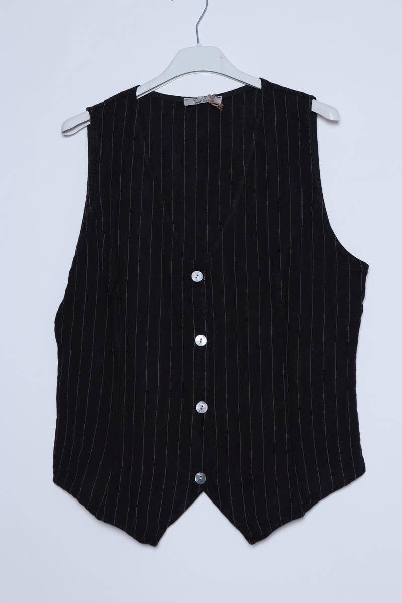 LÉA & LUC - Wholesale Button Down Shirt - Women's - Sleeveless shirt in 100% Linen REF. 517036