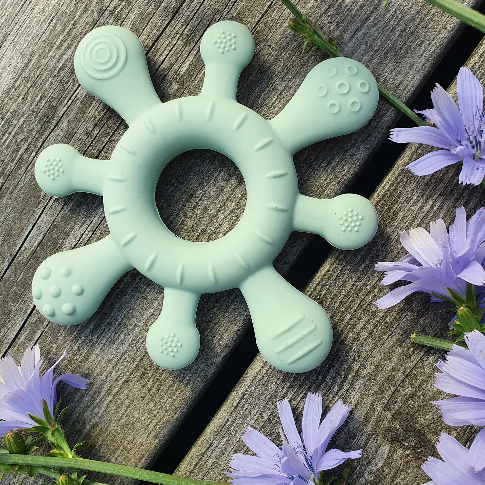 Summerville organic – Mordedor - Bebé por atacado – Mordedor de silicone para bebê Coral cameo verde5