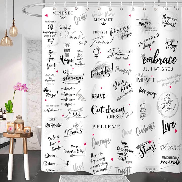 Girl Power Shower Curtain - Be Unstoppable! for wholesale by Girl Power 24/7