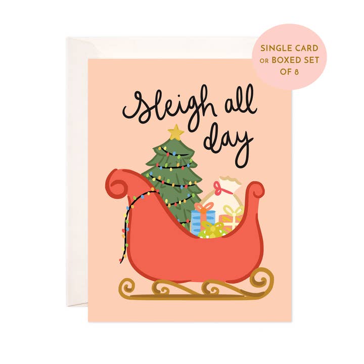 Sleigh All Day Greeting Card - Christmas Card for wholesale by Bloomwolf Studio