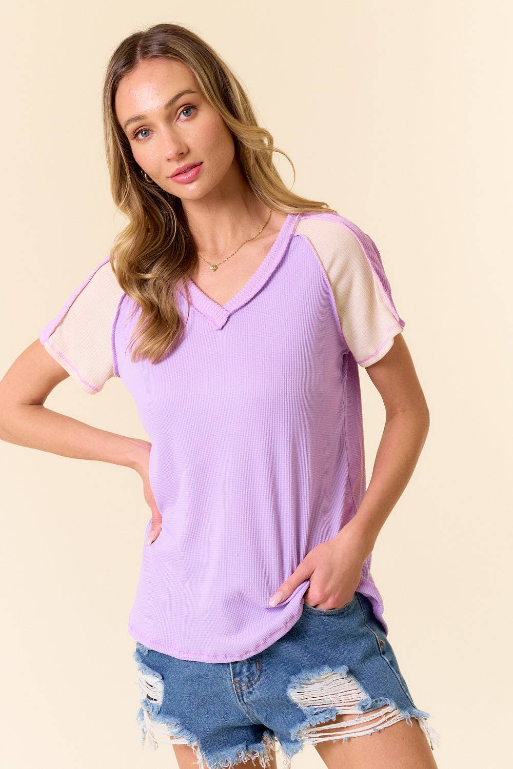 lovely melody - Wholesale Knit Top - Women's - LMT3878-Clarissas Color block top28