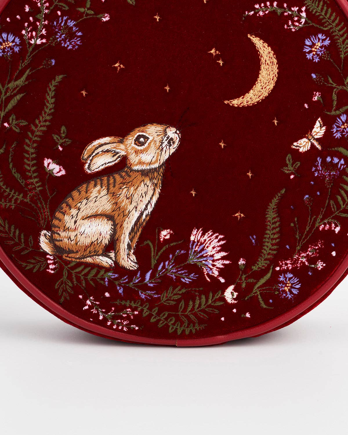 Fable England - Wholesale Crossbody Bag - Women's - EU ONLY Star Gazing Rabbit Red Embroidered Circle Bag4
